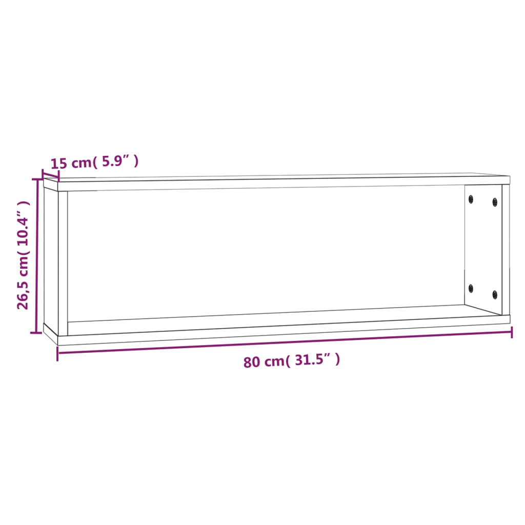 vidaXL Ραφιέρες Τοίχου Κύβος 4 τεμ Καφέ Δρυς 80x15x26,5 εκ. Επεξ. Ξύλο