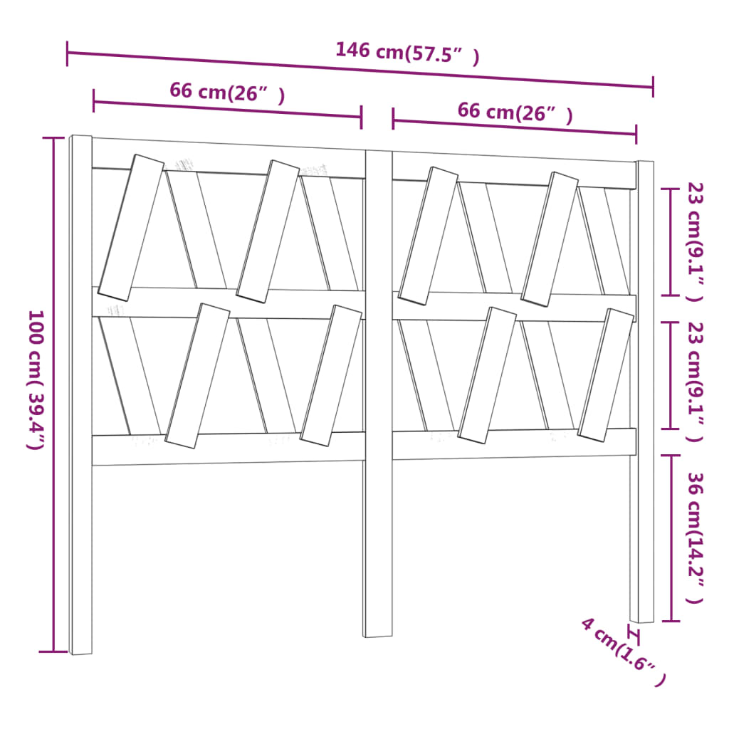 vidaXL Κεφαλάρι Κρεβατιού Γκρι 146 x 4 x 100 εκ. από Μασίφ Ξύλο Πεύκου