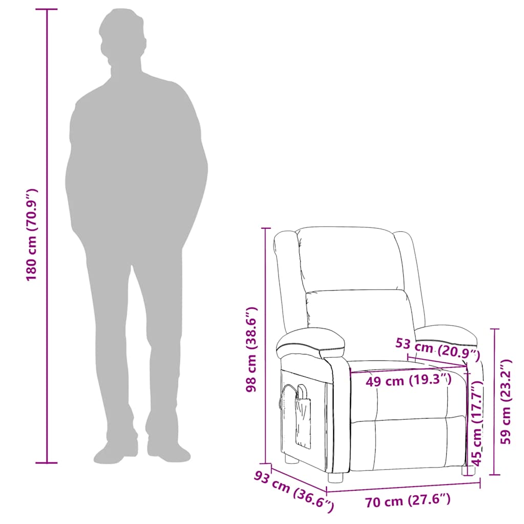 vidaXL Πολυθρόνα Μασάζ Μαύρη από Συνθετικό Δέρμα