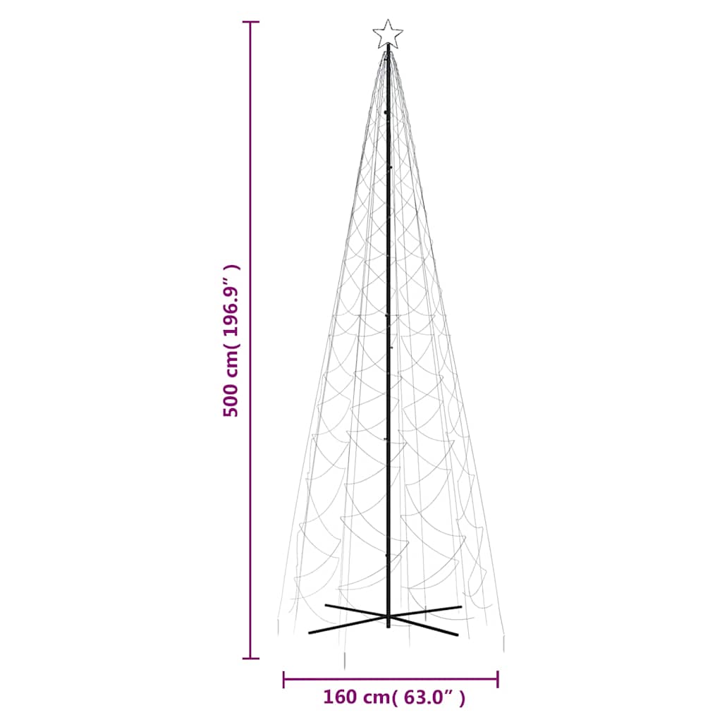vidaXL Χριστουγεννιάτικο Δέντρο Κώνος 1400 LED Ψυχρό Λευκό 160x500 εκ.