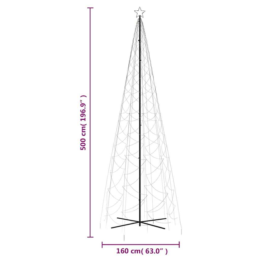 vidaXL Χριστουγεννιάτικο Δέντρο Κώνος 1400 LED Θερμό Λευκό 160x500 εκ.