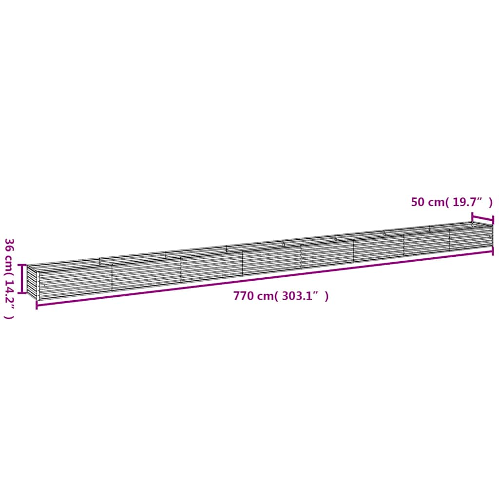 vidaXL Ζαρντινιέρα 770 x 50 x 36 εκ. από Ατσάλι Σκληρυθέν στον Αέρα