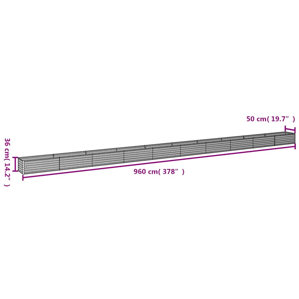 vidaXL Ζαρντινιέρα 960 x 50 x 36 εκ. από Ατσάλι Σκληρυθέν στον Αέρα