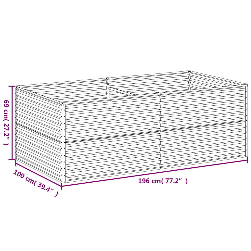 vidaXL Ζαρντινιέρα 196 x 100 x 69 εκ. από Ατσάλι Σκληρυθέν στον Αέρα