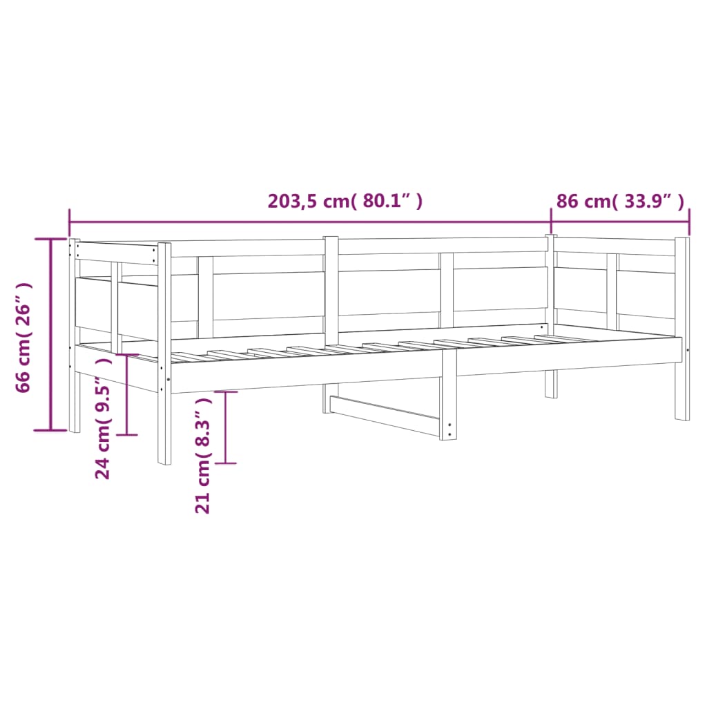 vidaXL Καναπές Κρεβάτι Λευκός 80 x 200 εκ. από Μασίφ Ξύλο Πεύκου