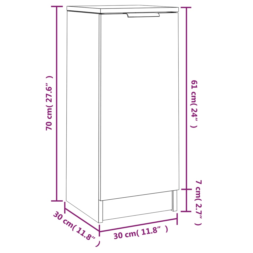 vidaXL Ντουλάπια 2 τεμ. Μαύρα 30 x 30 x 70 εκ. από Επεξεργασμένο Ξύλο