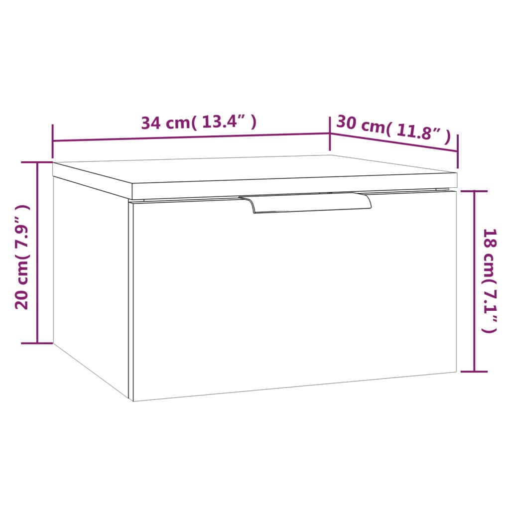 vidaXL Κομοδίνα Επιτοίχιο Sonoma Δρυς 34 x 30 x 20 εκ.
