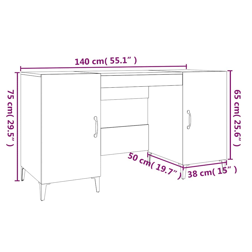 vidaXL Γραφείο Γκρι Σκυροδέματος 140x50x75 εκ. Επεξεργασμένο Ξύλο
