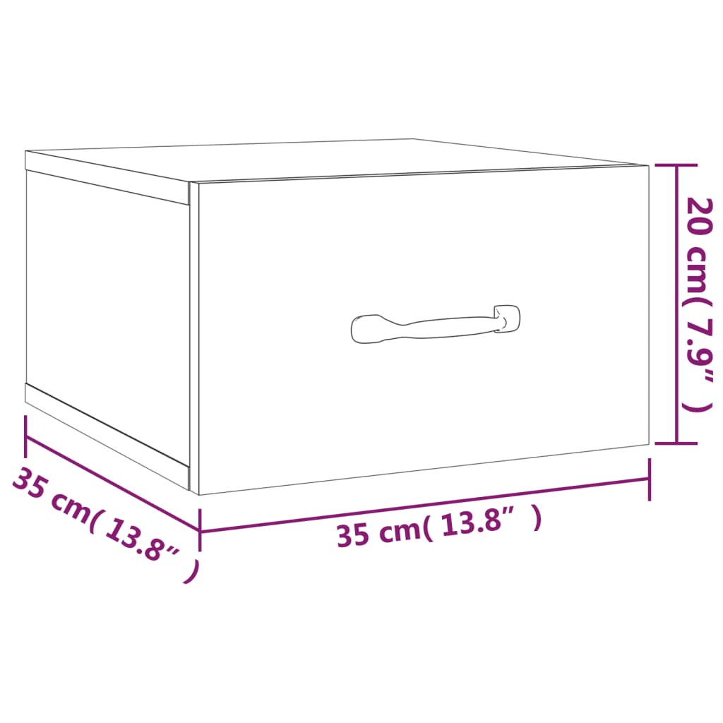 vidaXL Κομοδίνο Επιτοίχιο Γκρι Σκυροδέματος 35 x 35 x 20 εκ.