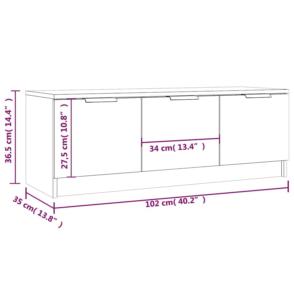 vidaXL Έπιπλο Τηλεόρασης Γκρι Sonoma 102x35x36,5εκ. Επεξεργασμένο Ξύλο