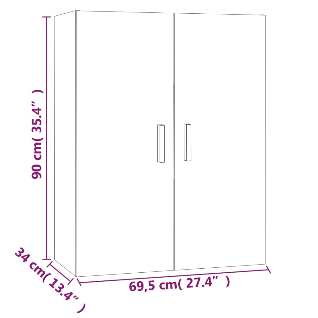 vidaXL Ντουλάπι Τοίχου Κρεμαστό Γκρι sonoma 69,5x34x90 εκ.