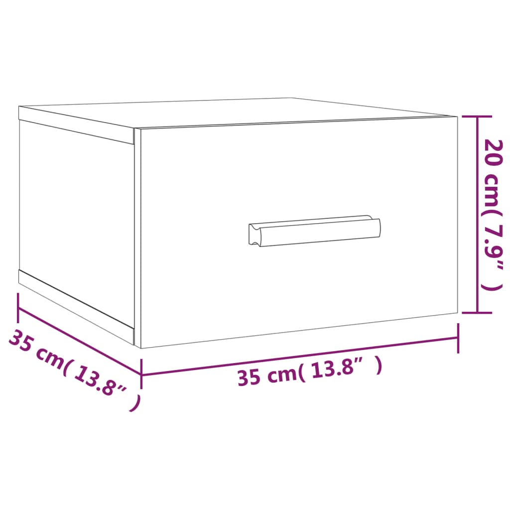 vidaXL Κομοδίνα Επιτοίχια Γκρι Sonoma 35 x 35 x 20 εκ.