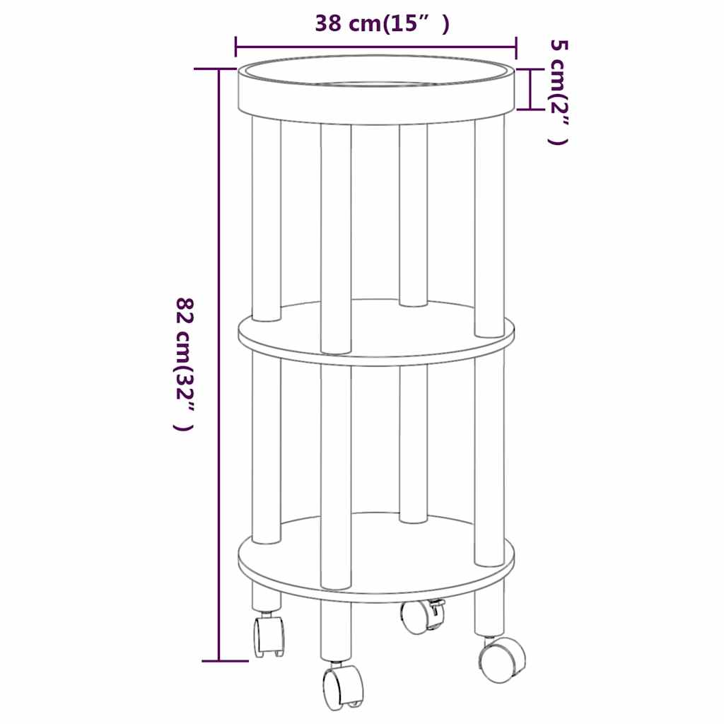 vidaXL Τρόλεϊ 3 Επιπέδων Γκρι 38 x 38 x 82 εκ. Επεξ. Ξύλο/Μασίφ Πεύκο