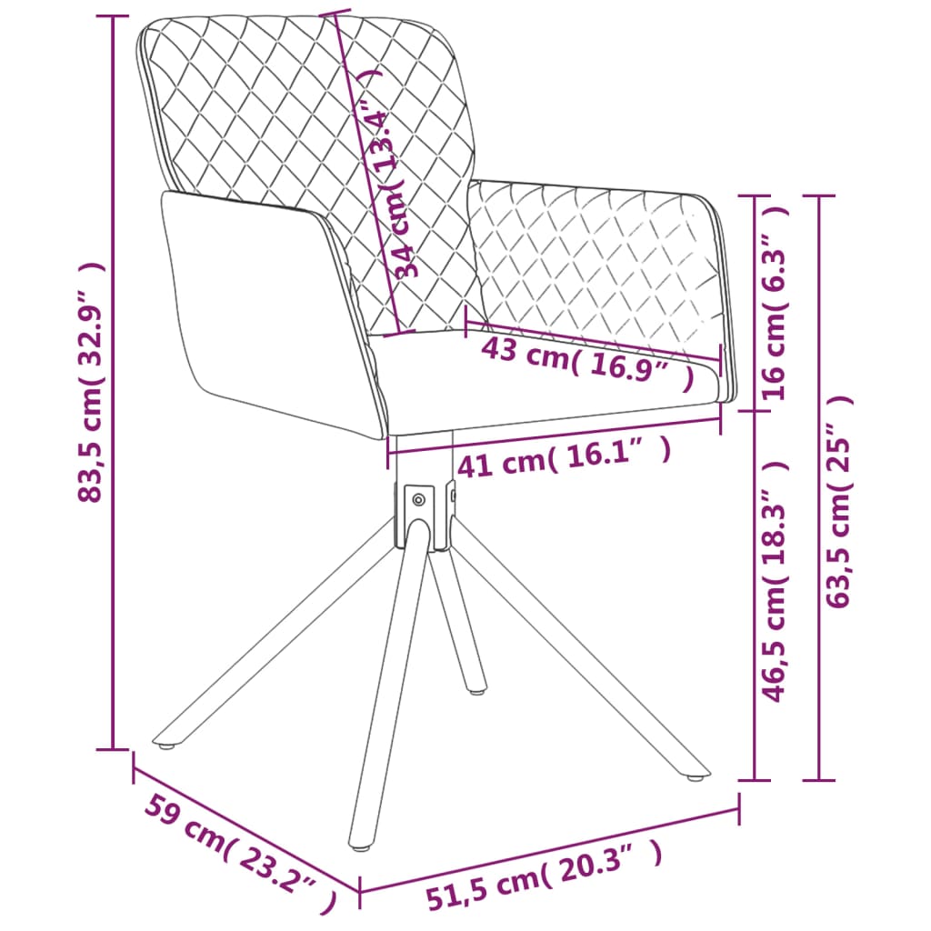 vidaXL Καρέκλες Τραπεζαρίας Περιστρεφόμενες 2 τεμ. Μπλε Βελούδινες