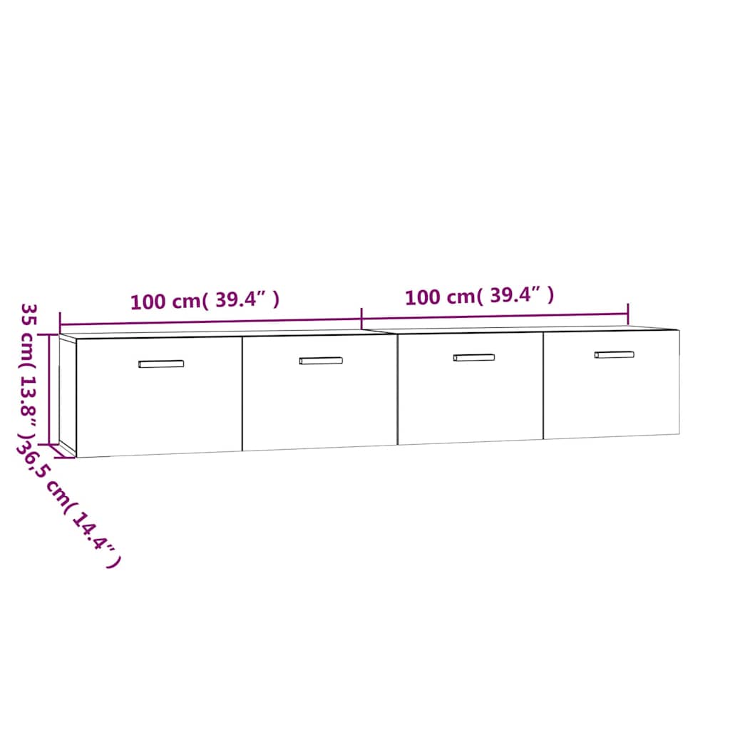 vidaXL Ντουλάπια Τοίχου 2 τεμ. Sonoma Δρυς 100x36,5x35 εκ. Επεξ. Ξύλο