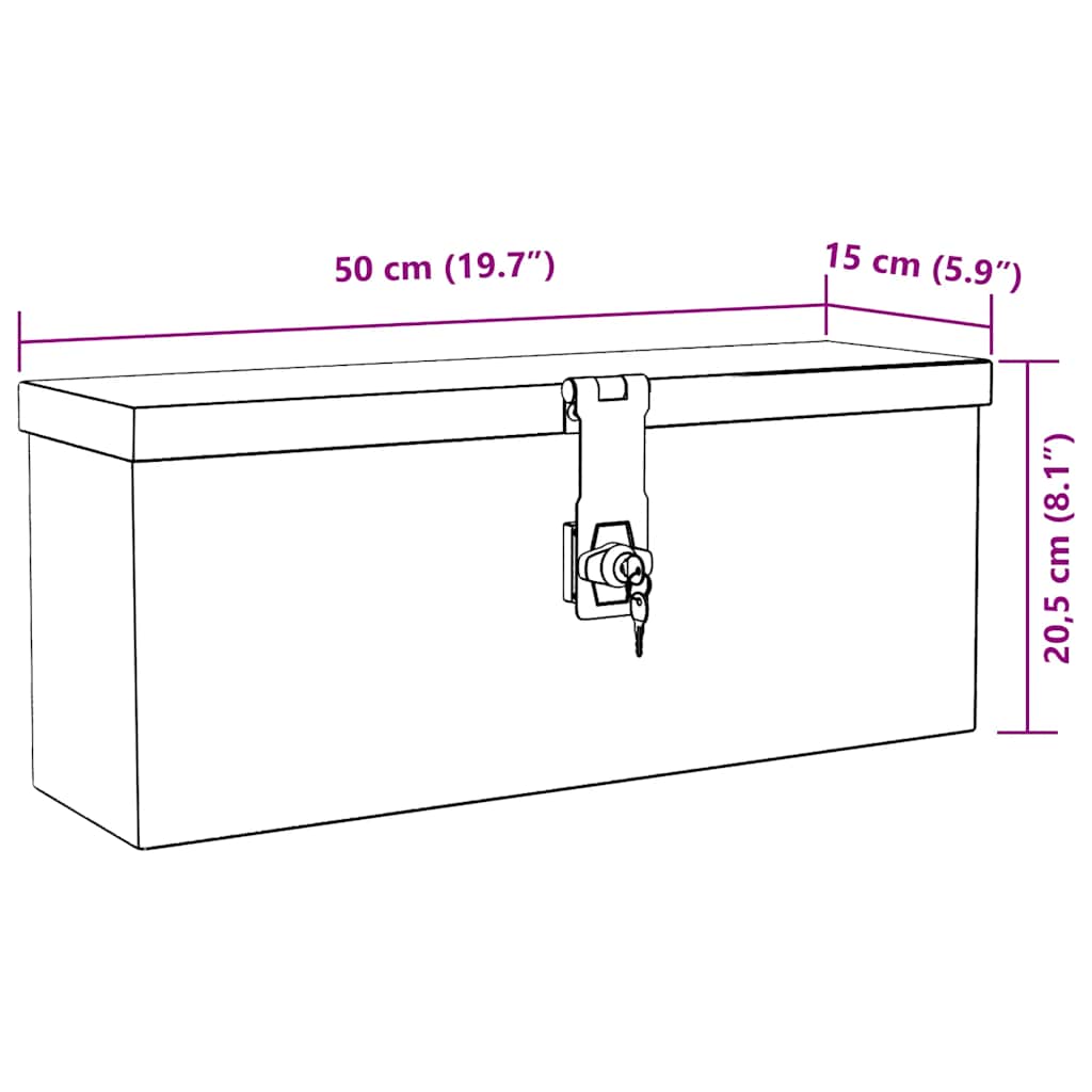 vidaXL Κουτί Αποθήκευσης Μαύρο 50 x 15 x 20,5 εκ. από Αλουμίνιο