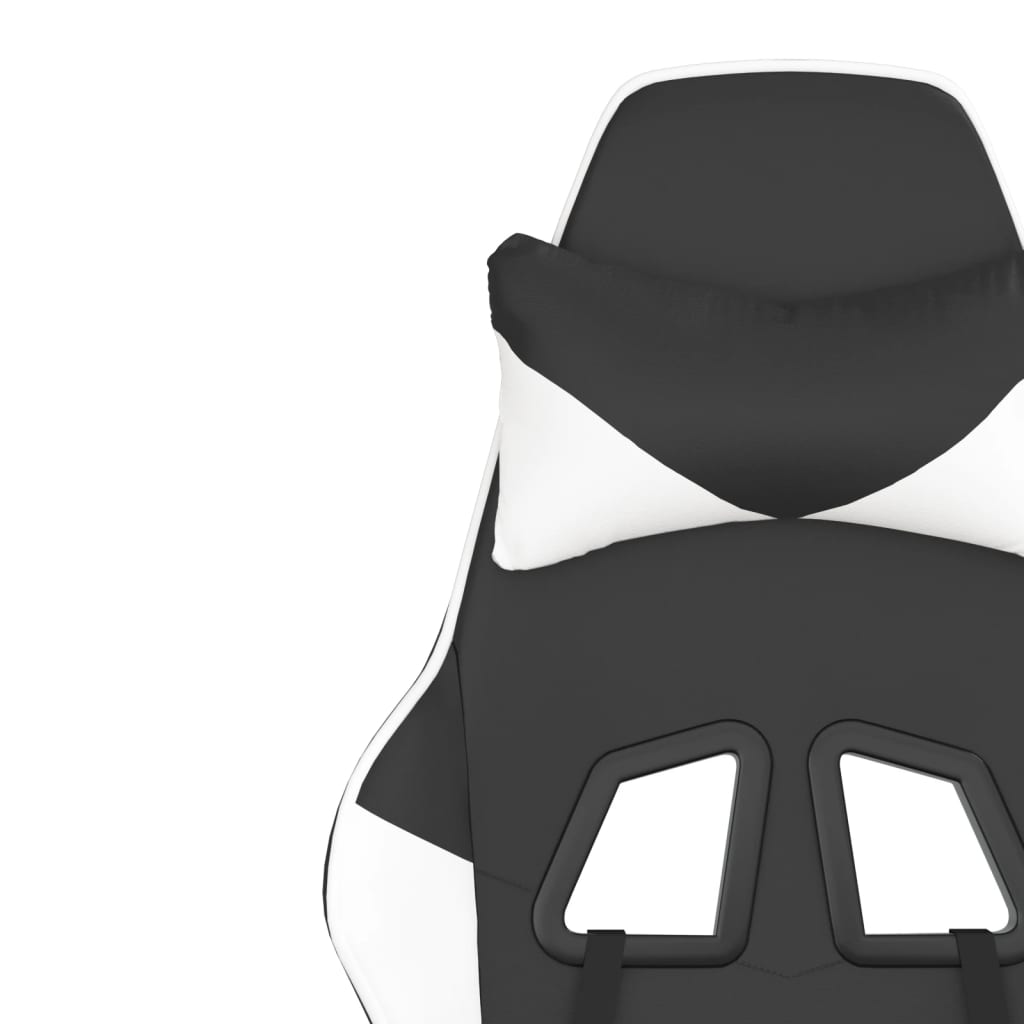 vidaXL Καρέκλα Gaming Μασάζ Ασπρόμαυρη από Συνθετικό Δέρμα