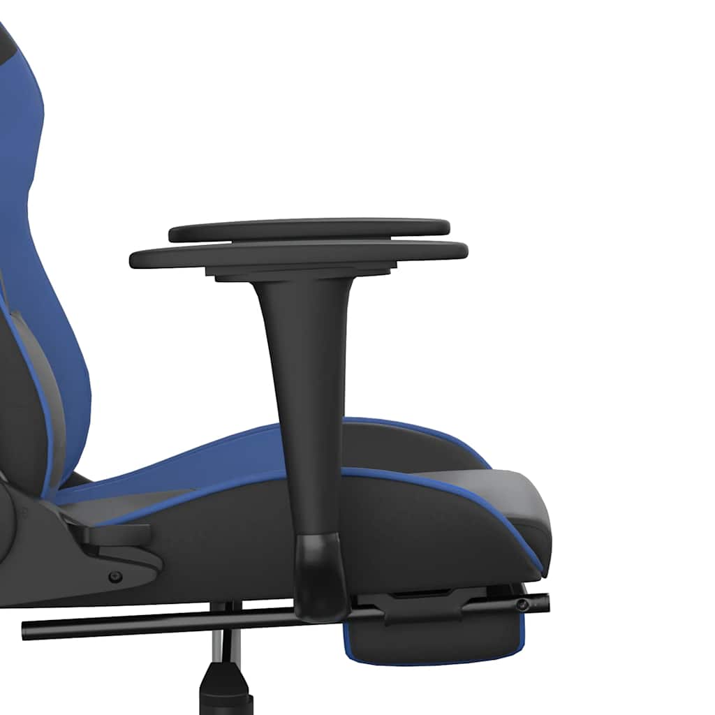 vidaXL Καρέκλα Gaming Μασάζ Υποπόδιο Μαύρο & Μπλε από Συνθετικό Δέρμα
