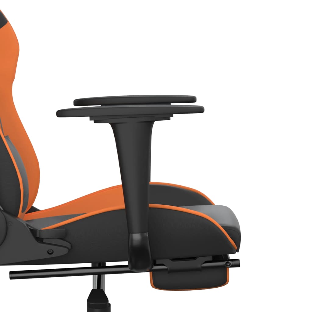 vidaXL Καρέκλα Gaming Μασάζ Υποπόδιο Μαύρο Πορτοκαλί Συνθετικό Δέρμα
