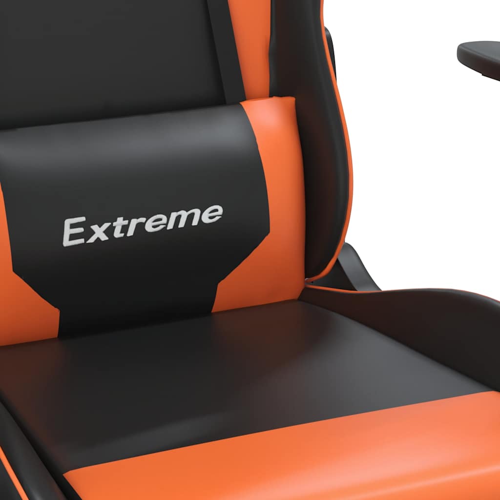vidaXL Καρέκλα Gaming Μασάζ Μαύρο/πορτοκαλί από Συνθετικό Δέρμα