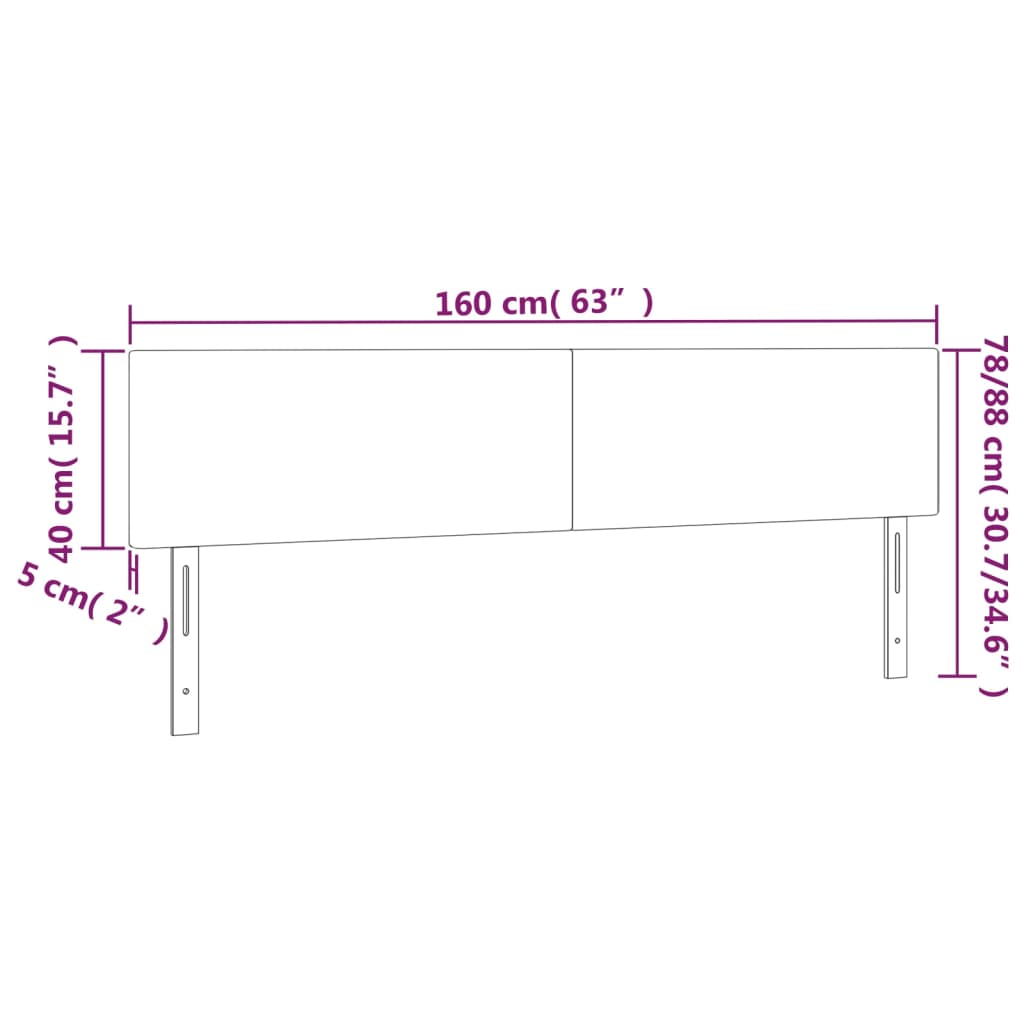 vidaXL Κεφαλάρια Κρεμ 160x5x78/88 εκ. Ύφασμα