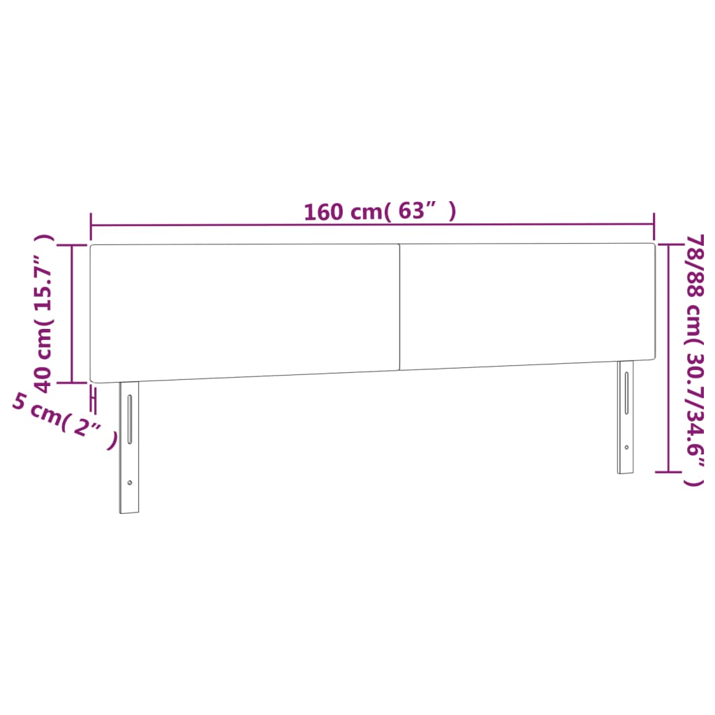 vidaXL Κεφαλάρια Κρεβατιού 2 τεμ. Μπλε 80 x 5 x 78/88 εκ. Υφασμάτινο