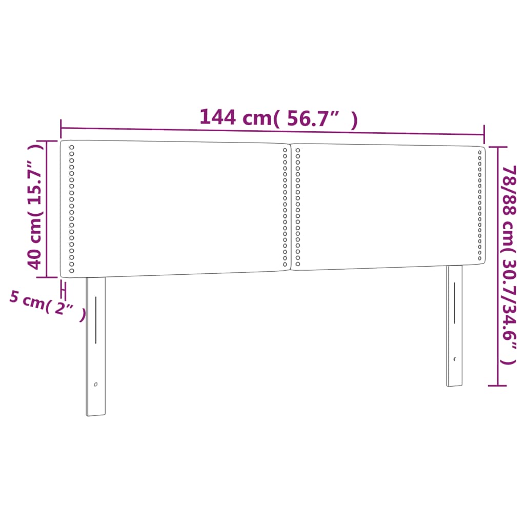 vidaXL Κεφαλάρια Κρεβατιού 2 τεμ. Σκ. Γκρι 72x5x78/88 εκ. Υφασμάτινα