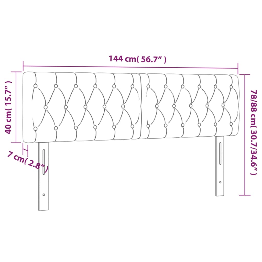 vidaXL Κεφαλάρια Κρεβατιού 2 τεμ. Αν. Γκρι 72x7x78/88 εκ. Βελούδινο
