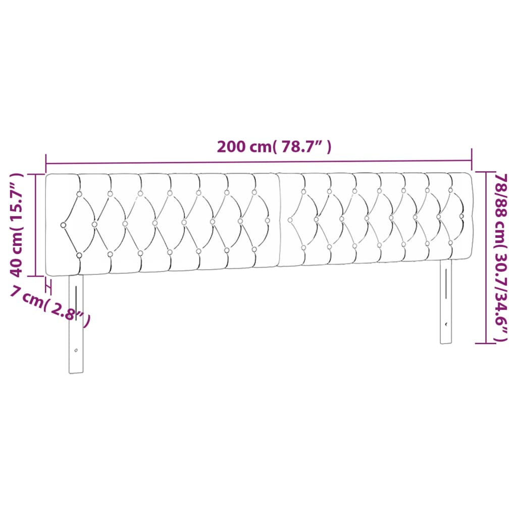 vidaXL Κεφαλάρια Taupe 200x7x78/88 εκ. Ύφασμα