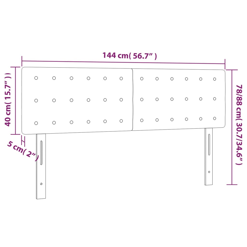 vidaXL Κεφαλάρια Κρεβατιού 2 τεμ. Γκρι 72x5x78/88 εκ. Συνθετικό Δέρμα