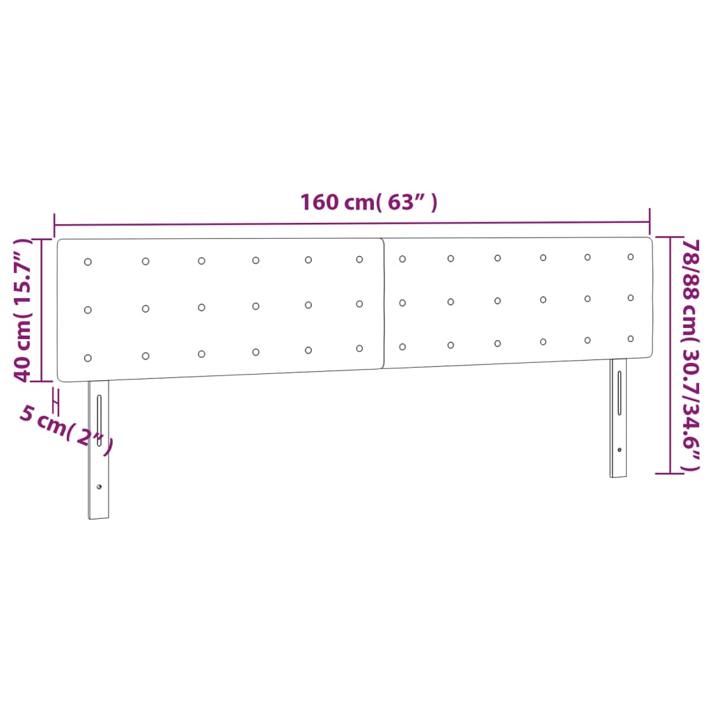 vidaXL Κεφαλάρια Σκ. Μπλε Βελούδινα 160x5x78/88 εκ.