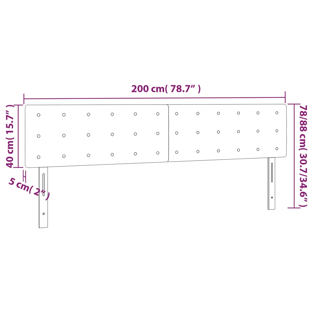 vidaXL Κεφαλάρια Κρεβατιού 2 τεμ. Αν. Γκρι 100x5x78/88 εκ. Βελούδινο