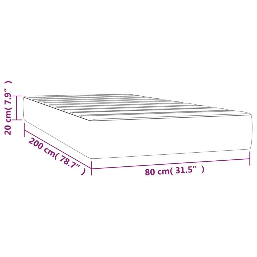 vidaXL Στρώμα με Pocket Springs Μεσαίας Σκληρότητας Μαύρο 80x200x20 εκ. Συνθετικό Δέρμα