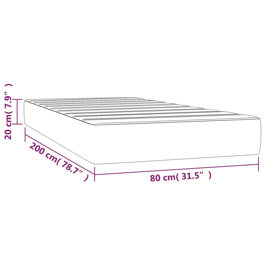 vidaXL Στρώμα με Pocket Springs Μεσαίας Σκληρότητας Λευκό 80x200x20 εκ. Συνθετικό Δέρμα