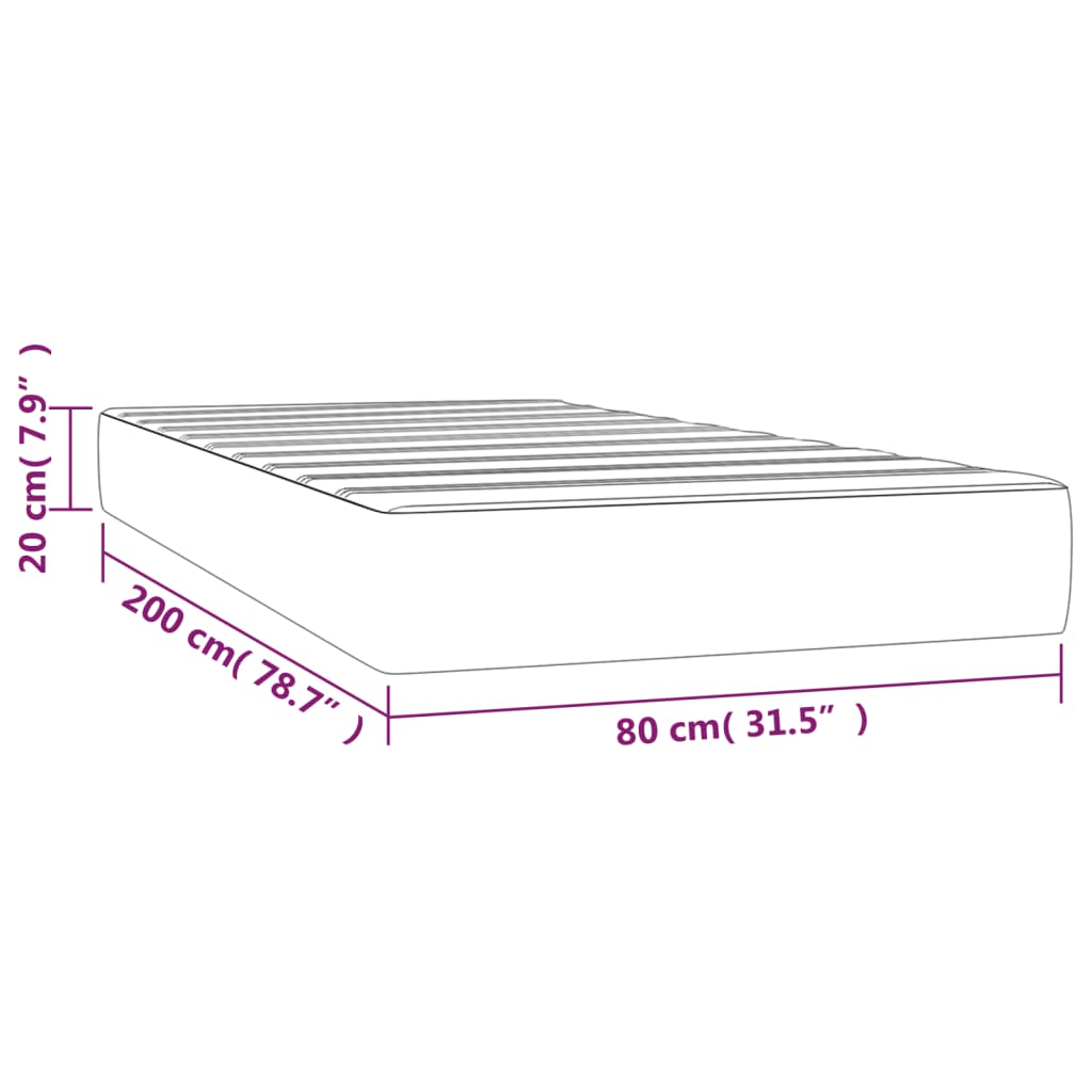 vidaXL Στρώμα με Pocket Springs Μεσαίας Σκληρότητας Γκρι 80x200x20 εκ. Συνθετικό Δέρμα