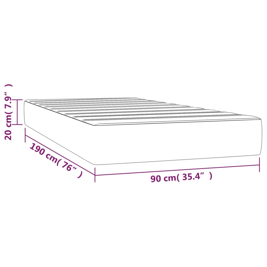 vidaXL Στρώμα με Pocket Springs Μεσαίας Σκληρότητας Γκρι 90x190x20 εκ. Συνθετικό Δέρμα