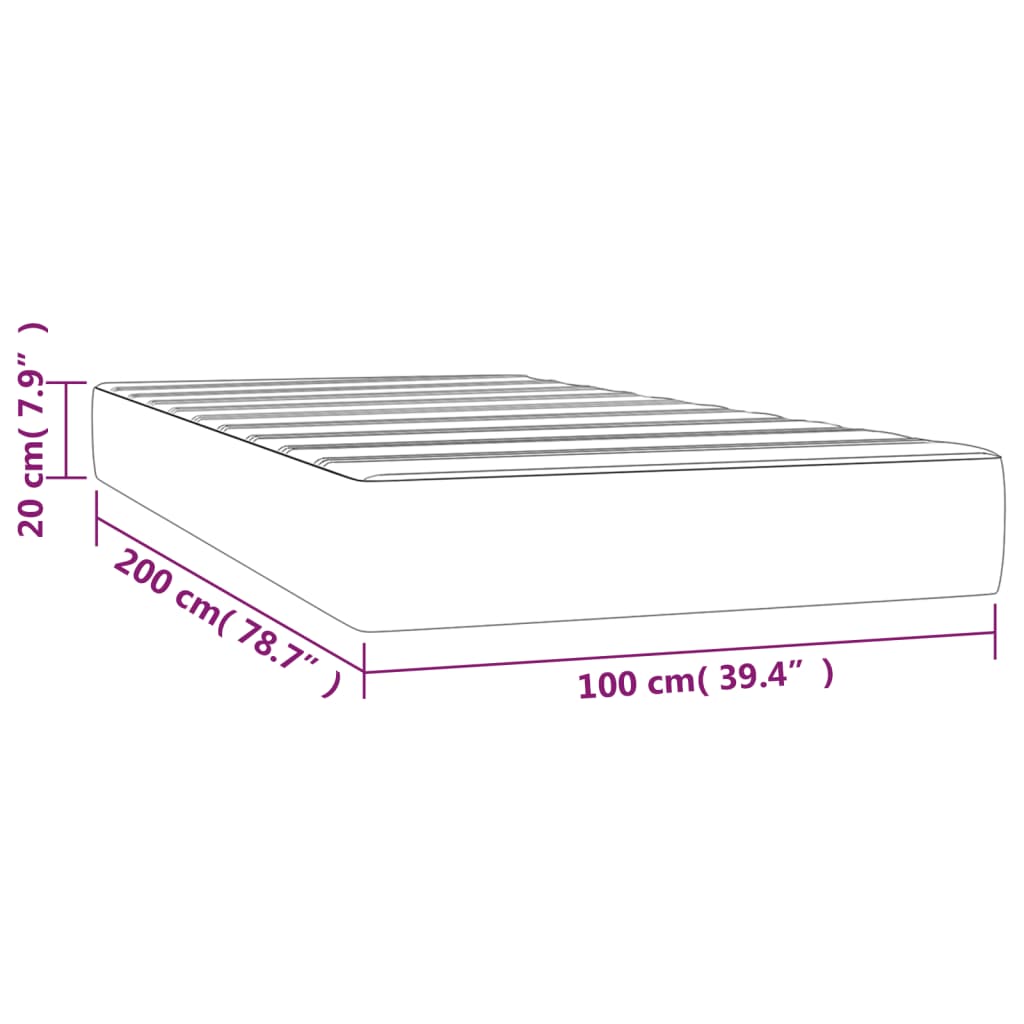 vidaXL Στρώμα με Pocket Springs Μεσαίας Σκληρότητας Λευκό 100x200x20 εκ. Συνθετικό Δέρμα
