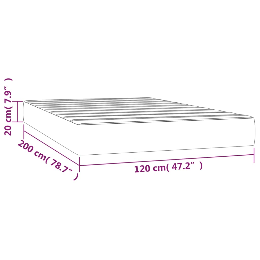 vidaXL Στρώμα με Pocket Springs Μεσαίας Σκληρότητας Λευκό 120x200x20 εκ. Συνθετικό Δέρμα