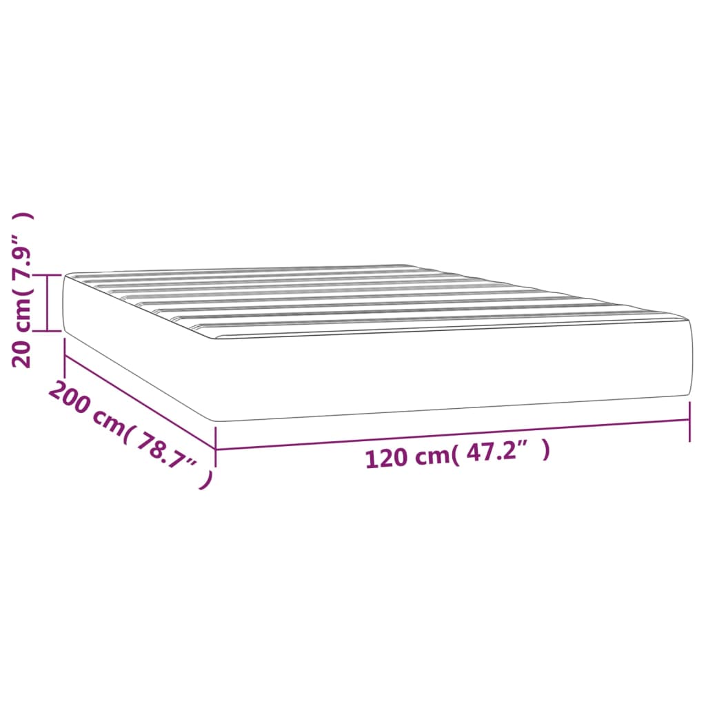 vidaXL Στρώμα με Pocket Springs Μεσαίας Σκληρότητας Γκρι 120x200x20 εκ. Συνθετικό Δέρμα