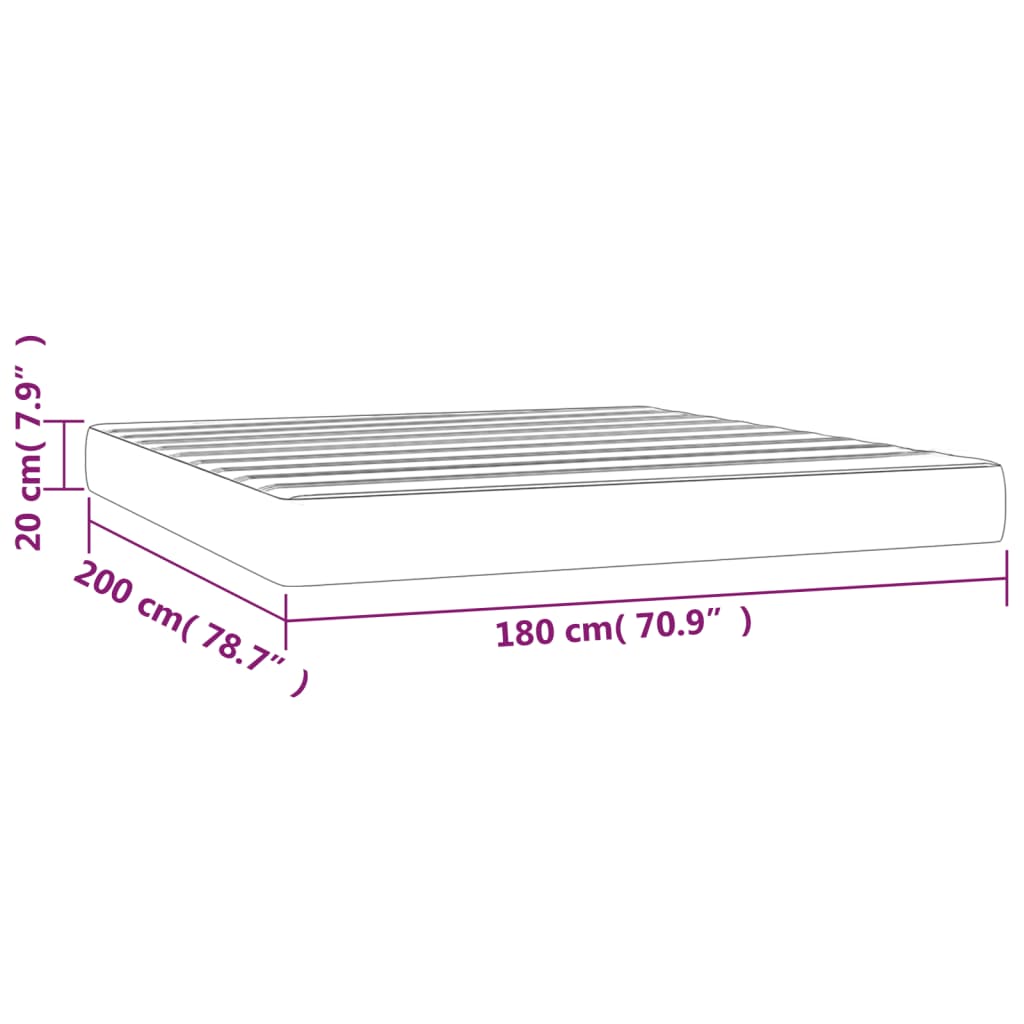 vidaXL Στρώμα με Pocket Springs Μεσαίας Σκληρότητας Γκρι 180x200x20 εκ. Συνθετικό Δέρμα