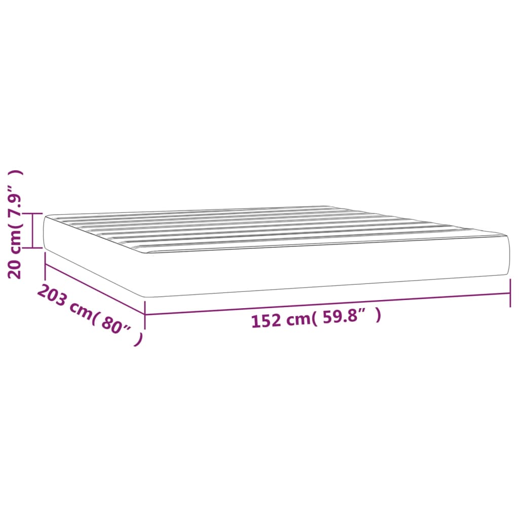 vidaXL Στρώμα με Pocket Springs Μεσαίας Σκληρότητας Σκ. Γκρι 152x203x20εκ. Ύφασμα Queen