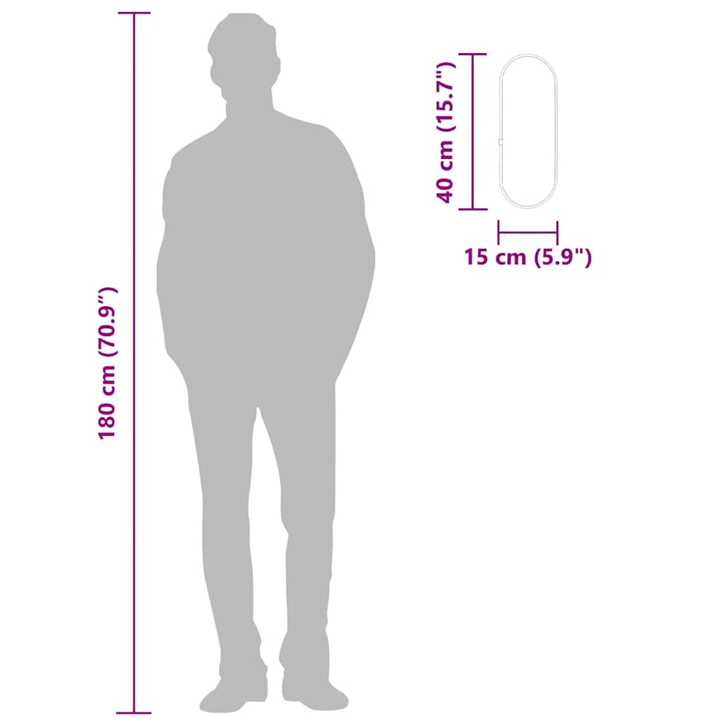 vidaXL Καθρέφτης Τοίχου Οβάλ Μαύρος 40x15 εκ.