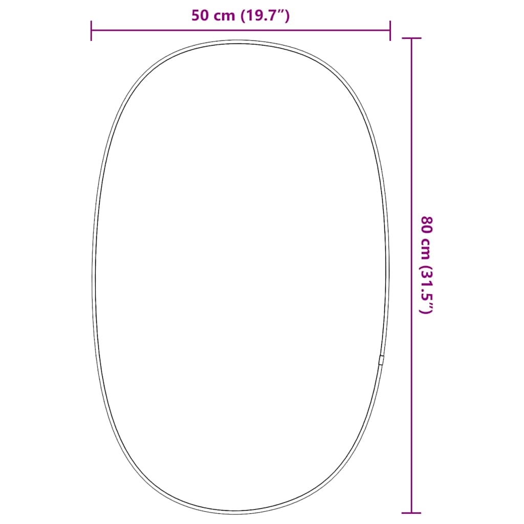 vidaXL Καθρέφτης Τοίχου Μαύρος 80x50 εκ.