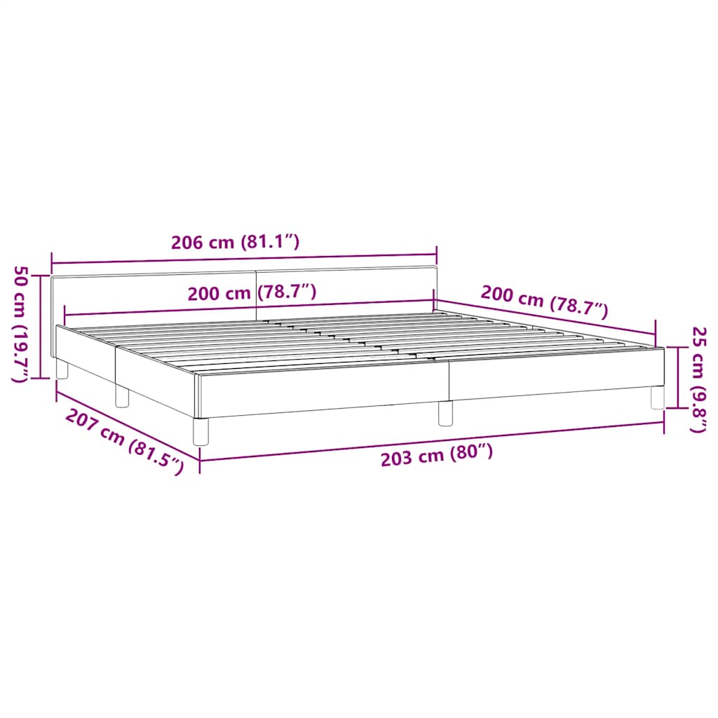 vidaXL Σκελετός Κρεβατιού Χωρίς Στρώμα Taupe 200x200 εκ.Υφασμάτινο
