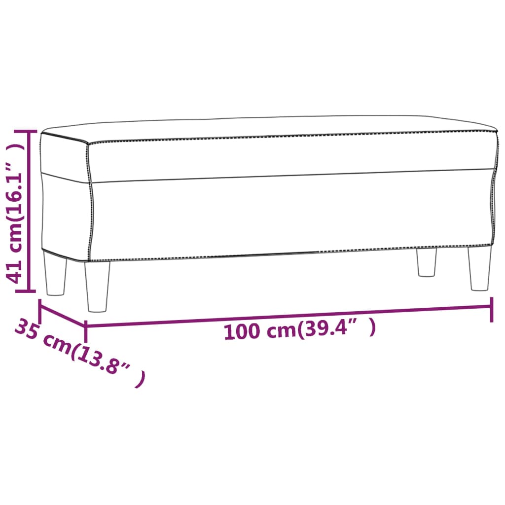 vidaXL Πάγκος μπορντό 100x35x41 εκ. Υφασμάτινος