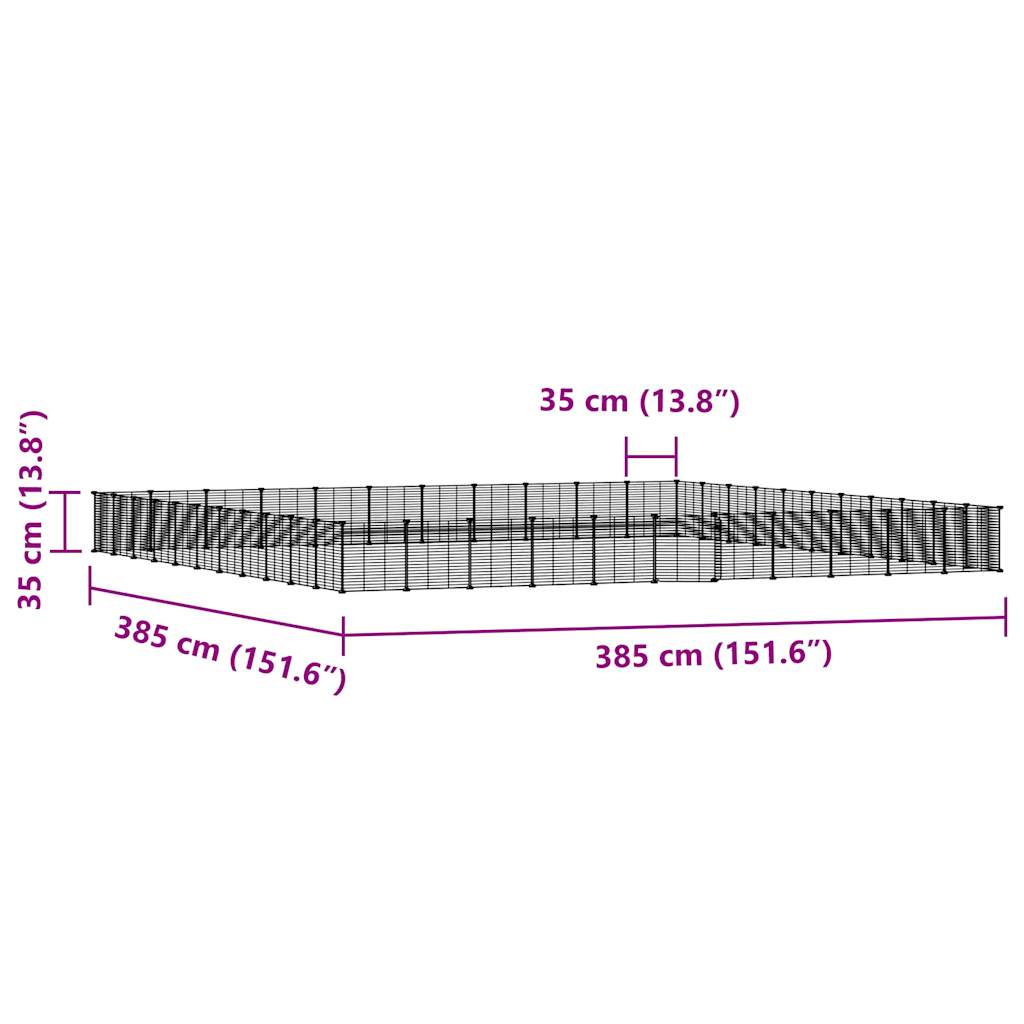 vidaXL Κλουβί Κατοικίδιων με 44 Πάνελ + Πόρτα Μαύρο 35 x 35εκ Ατσάλινο