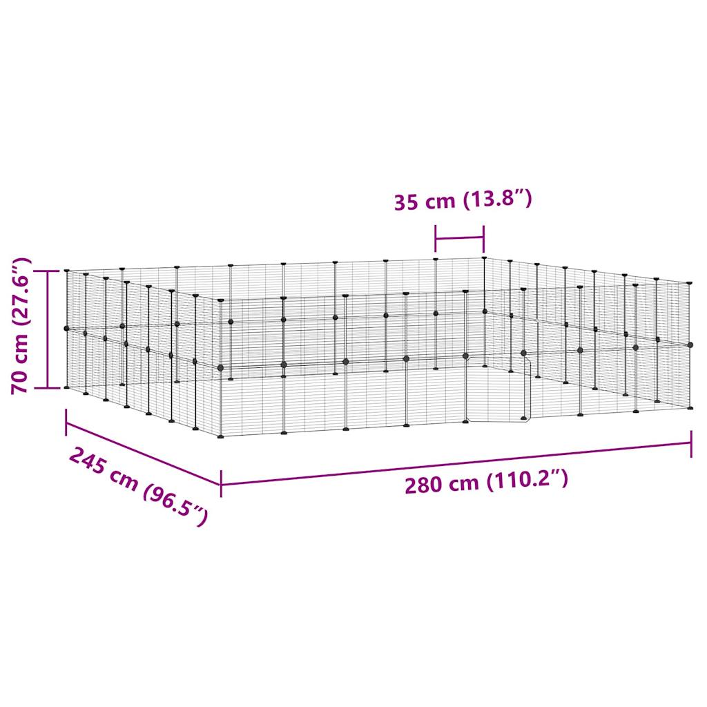 vidaXL Κλουβί Κατοικίδιων με 60 Πάνελ + Πόρτα Μαύρο 35 x 35εκ Ατσάλινο