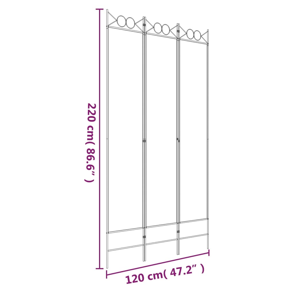 vidaXL Διαχωριστικό Δωματίου με 3 Πάνελ Μαύρο 120x220 εκ. από Ύφασμα
