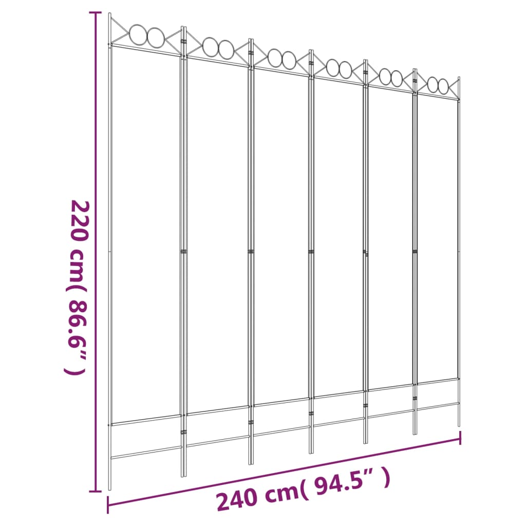 vidaXL Διαχωριστικό Δωματίου με 6 Πάνελ Μαύρο 240x220 εκ. από Ύφασμα