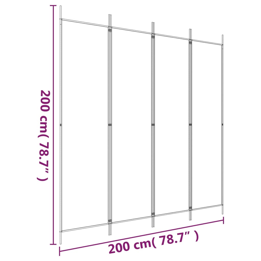 vidaXL Διαχωριστικό Δωματίου με 4 Πάνελ Λευκό 200x200 εκ. από Ύφασμα